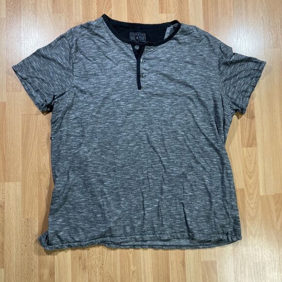 Converse Short Sleeved Henley (Men’s Size XL) • Black & Heathered Gray Shirt - Picture 1 of 4